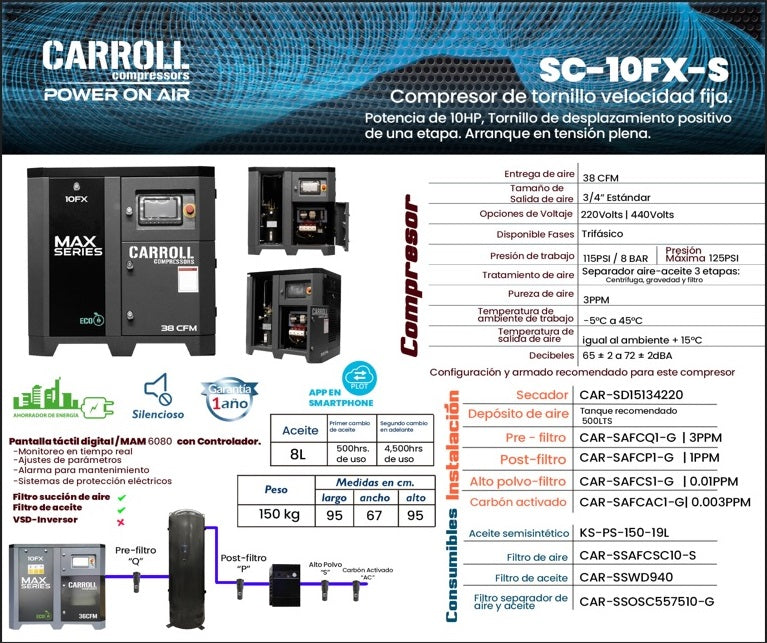 COMPRESOR DE TORNILLO DE 10 HP
