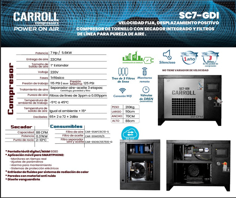 COMPRESOR DE TORNILLO INTEGRADO SC-7GDI